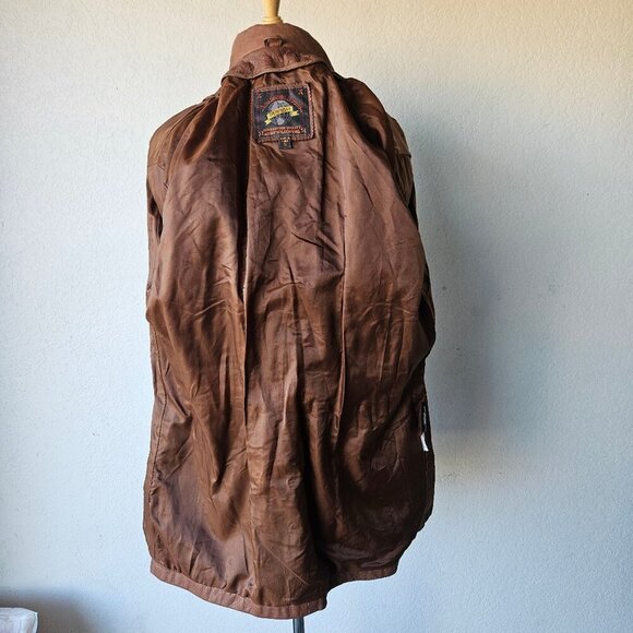 Vintage 80s Wilson’s Leather Adventure Bound Longline Brown Trench Jacket Small - Picture 12 of 14